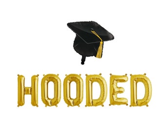 Graduation Decorations, PHD Graduation, Law School Graduation, College Graduation, MBA Graduation Party,   Hooded Balloon Banner,
