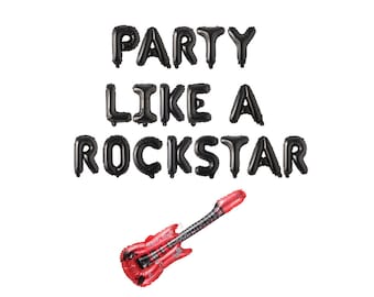 Party Like A Rockstar Balloon Banner, Music Theme Party, Guitar Balloon, Band Party, Rock Instrument Balloon, Music Concert Party