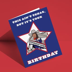 Cowboy Inspired Birthday Card, This Ain&#39;t Texas But It&#39;s Your Birthday Greeting Card, Pop Culture Birthday Greeting Card, Birthday Card