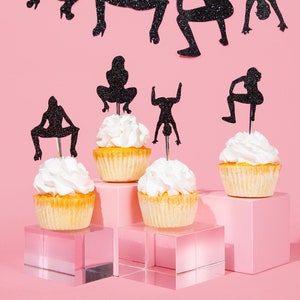 Bachelorette Party Cupcake Toppers, Stripper Cupcake Toppers, Funny Twerk Cupcake Toppers, Bachelorette Party Decor, Bach Party, 12 PCS