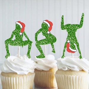 Funny Christmas Decorations, Christmas Cupcake Toppers, Birthday Party Decorations, Bachelorette Party Decorations, Twerk Cupcake Toppers