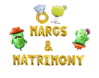 Margs & Matrimony Letter Balloon Kit Bachelorette Party Balloon Banner Bachelorette Party Decorations Bride Balloons Fiesta Bachelorette
