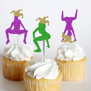 NOLA Bachelorette Party Cupcake Toppers, Mardi Gras Theme Bachelorette Decorations, New Orleans Bachelorette Party, Mardi Gras Party