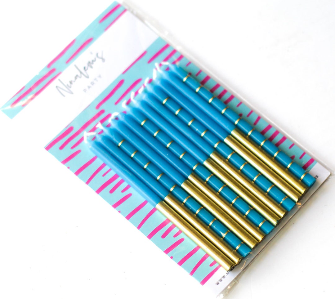 Birthday Candles, Blue Birthday Candles, Metallic Birthday Candles