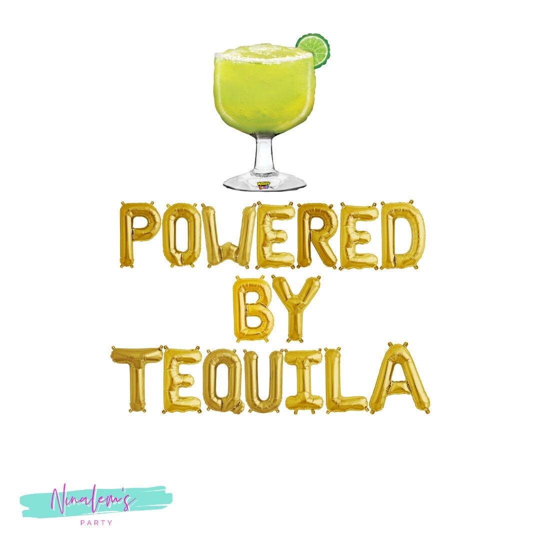 21st Birthday Decorations, Powered by Tequila Balloon Banner, Margarita