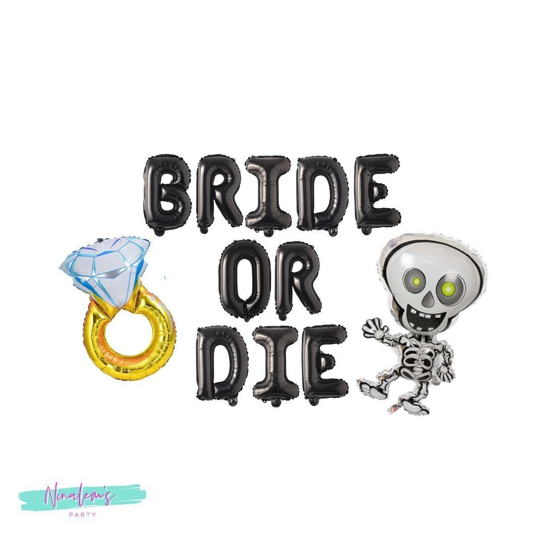 Halloween Bachelorette Decorations, Bride or Die Balloon Banner, Hen