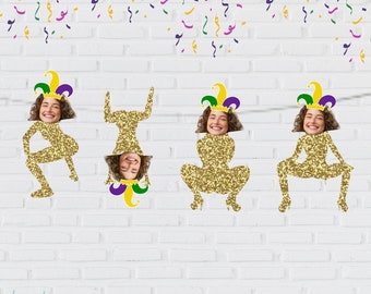 NOLA Bachelorette Party Banner, Twerk Face, Mardi Gras Theme Bachelorette Banner, New Orleans Bachelorette Party, Nola Bachelorette Theme