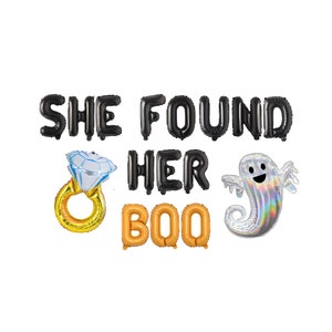 Décorations de Bachelorette d’Halloween, elle a trouvé sa bannière de ballon Boo, bannière de ballon de Bachelorette d’Halloween, fête de poule d’Halloween,