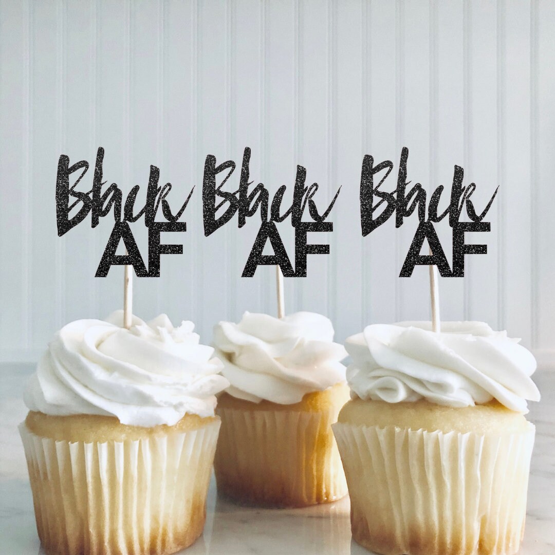 Party Decorations Black AF Cupcake Toppers Etsy