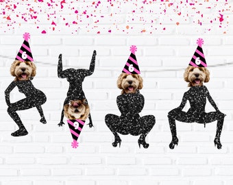 Custom Dog Head Banner, Custom Pet Face Twerk Birthday Decorations, Dog Birthday Banner, Dog Birthday Decorations