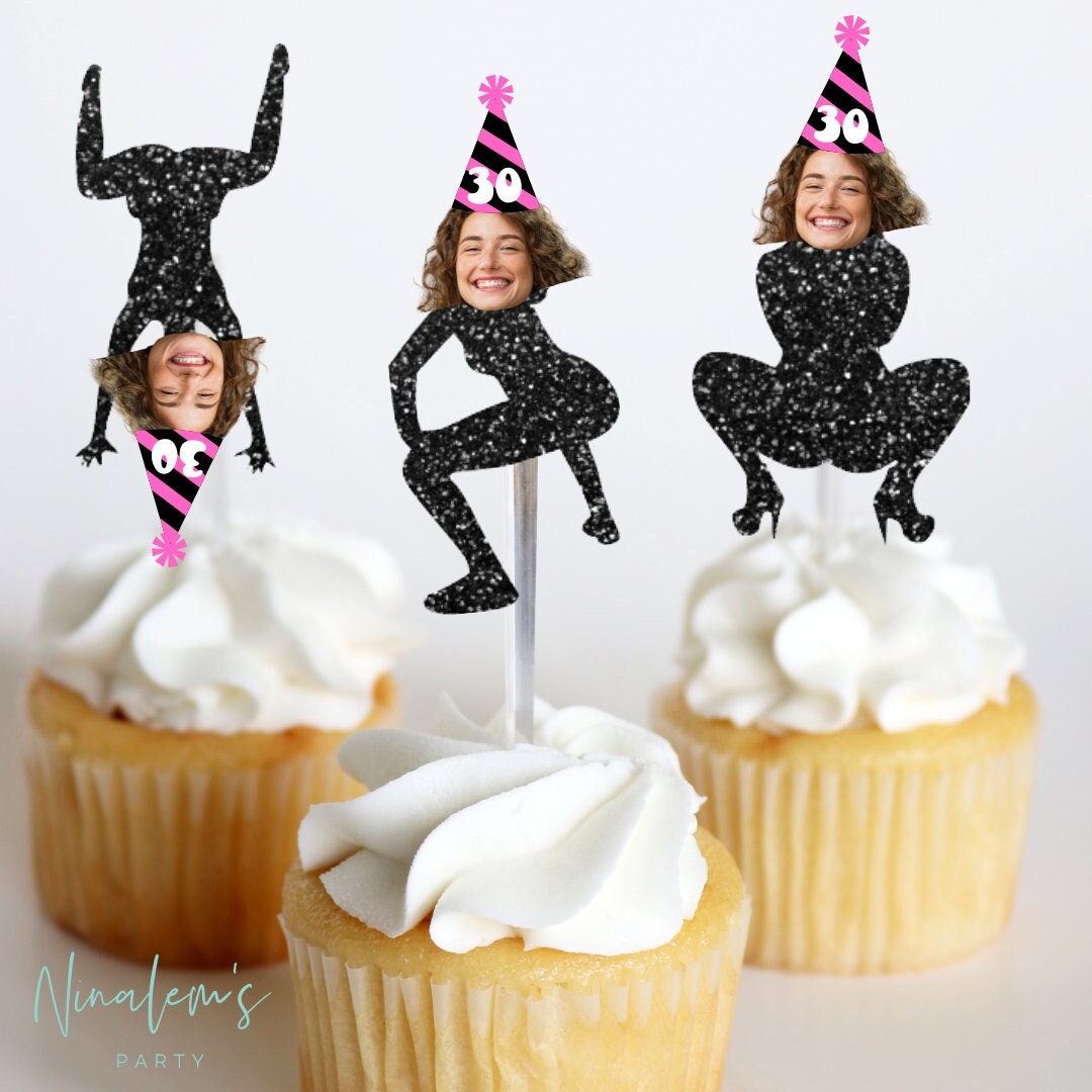 Birthday Party Decorations, Birthday Twerk Face Cupcakes, Custom