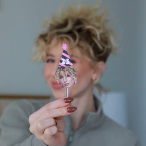 Birthday Party Decorations, Birthday Face Cupcakes,  Custom Birthday Photo Face Toppers,  Personalized Birthday Toppers, Any Age, 12 Toppers