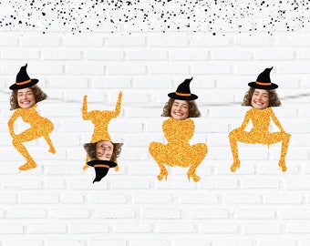 Halloween Bachelorette Decorations, Twerking Witch Bride Face Banner, Halloween Bachelorette Sign , Halloween Hen Party, Witch Decor