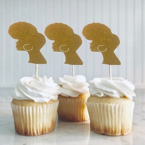 Natural Hair Cupcake Toppers, Melanin Poppin Cupcake Topper, Black Girl Magic Party