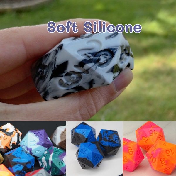 Swirl Color Soft Silicone D20 Stress Ball - Handmade Dice, D&D and Tabletop Games