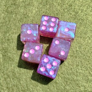 Strawberry - Handmade Resin Dice, 14mm Pip d6 set, D&D and Tabletop Games