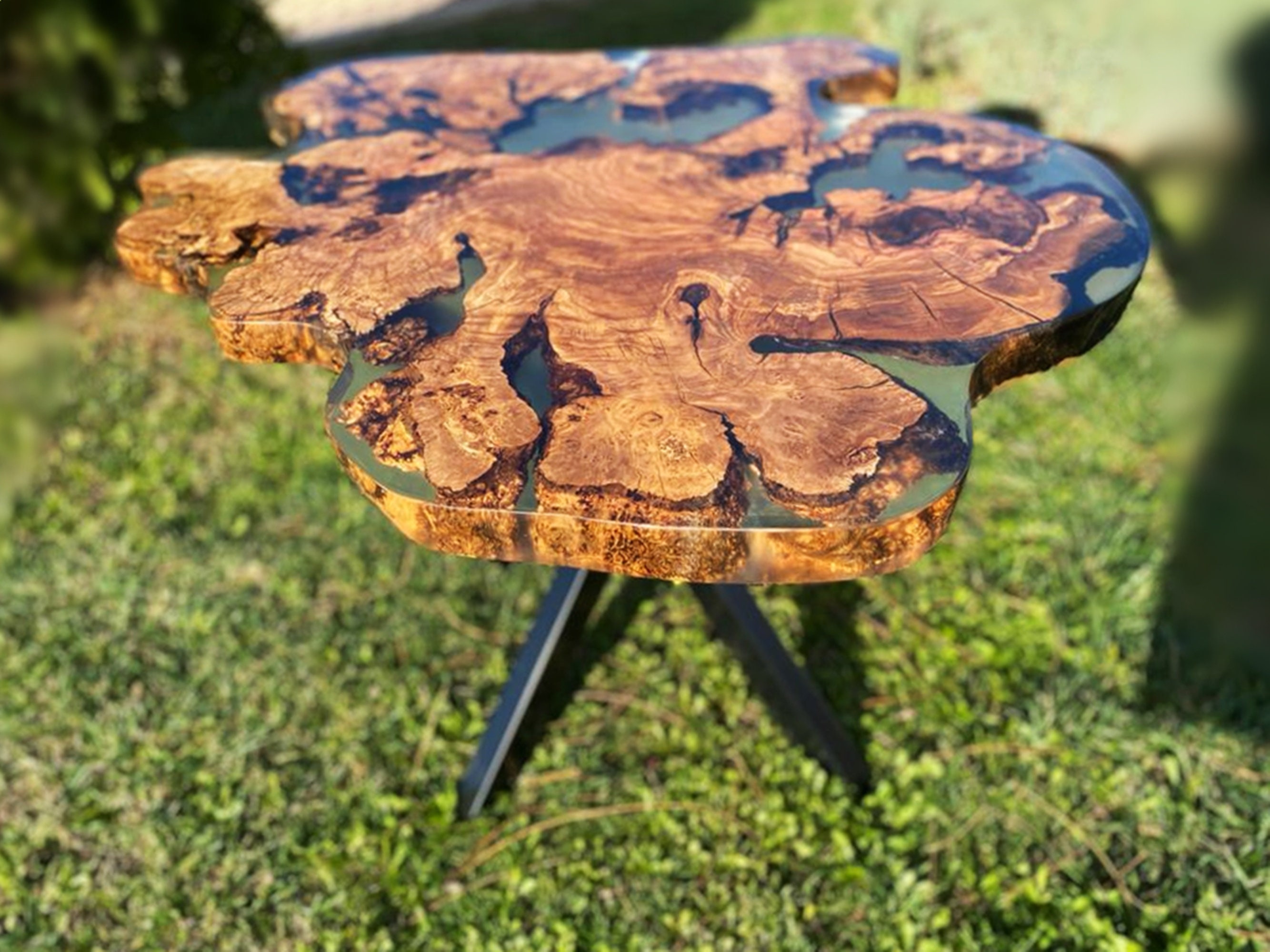 Mid century coffee table Epoxy resin coffee table Olive Etsy