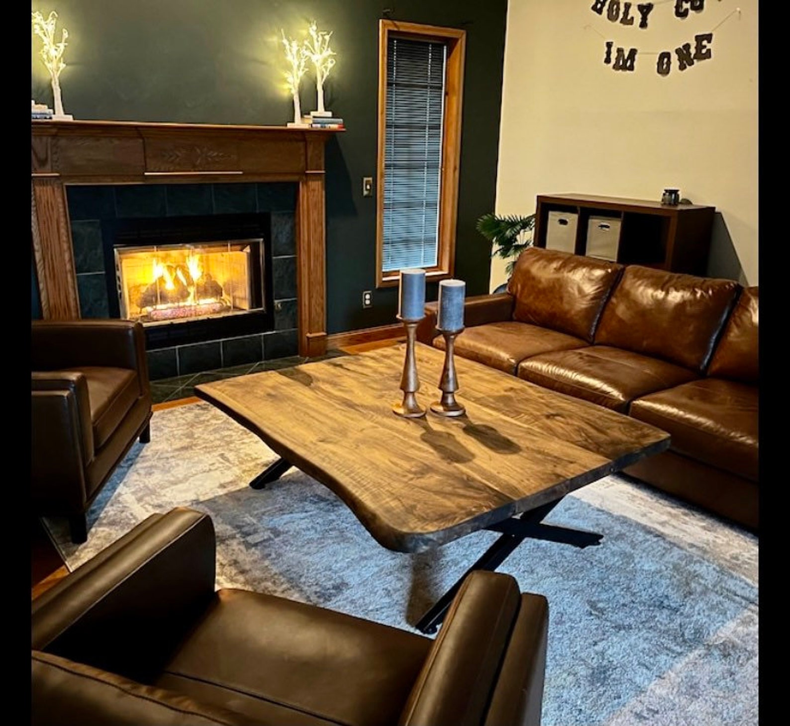 Rustic Wooden Coffee Tableblack Walnut Tablesofa Table Live Etsy