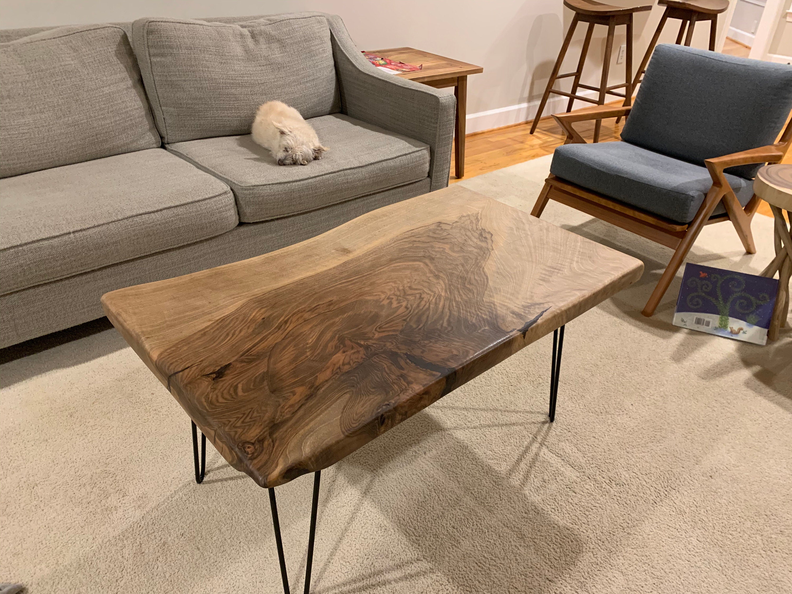Coffee table Mid century modern furniture Live edge coffee Etsy