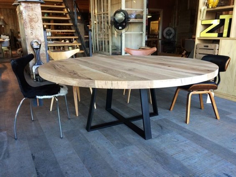 Mid Century Round Table Large Solid Walnut Wood Dining Table Etsy