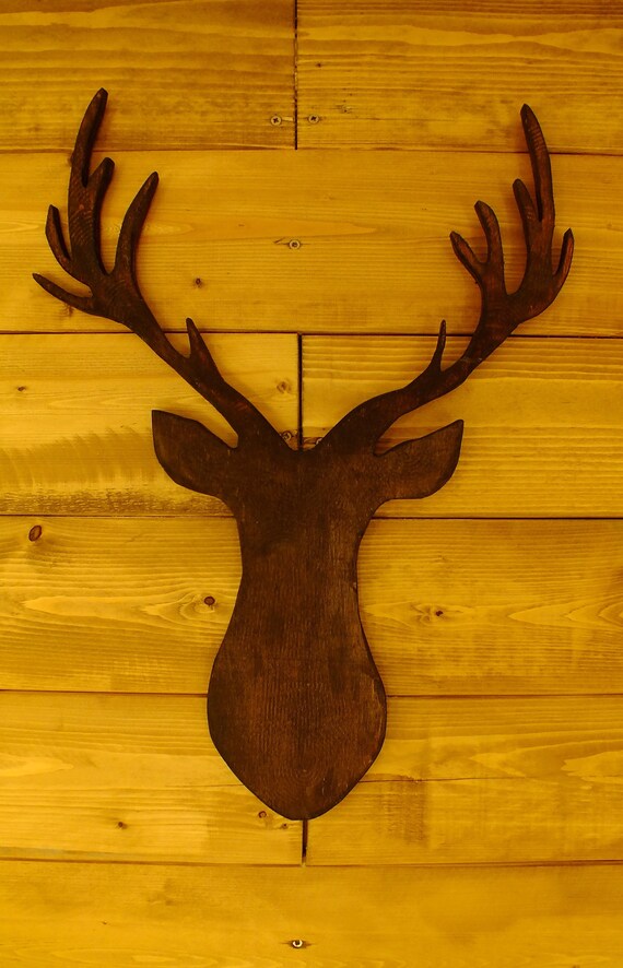 Wooden Christmas Deerwooden Stagdeer Head Wall Hangingwall Etsy