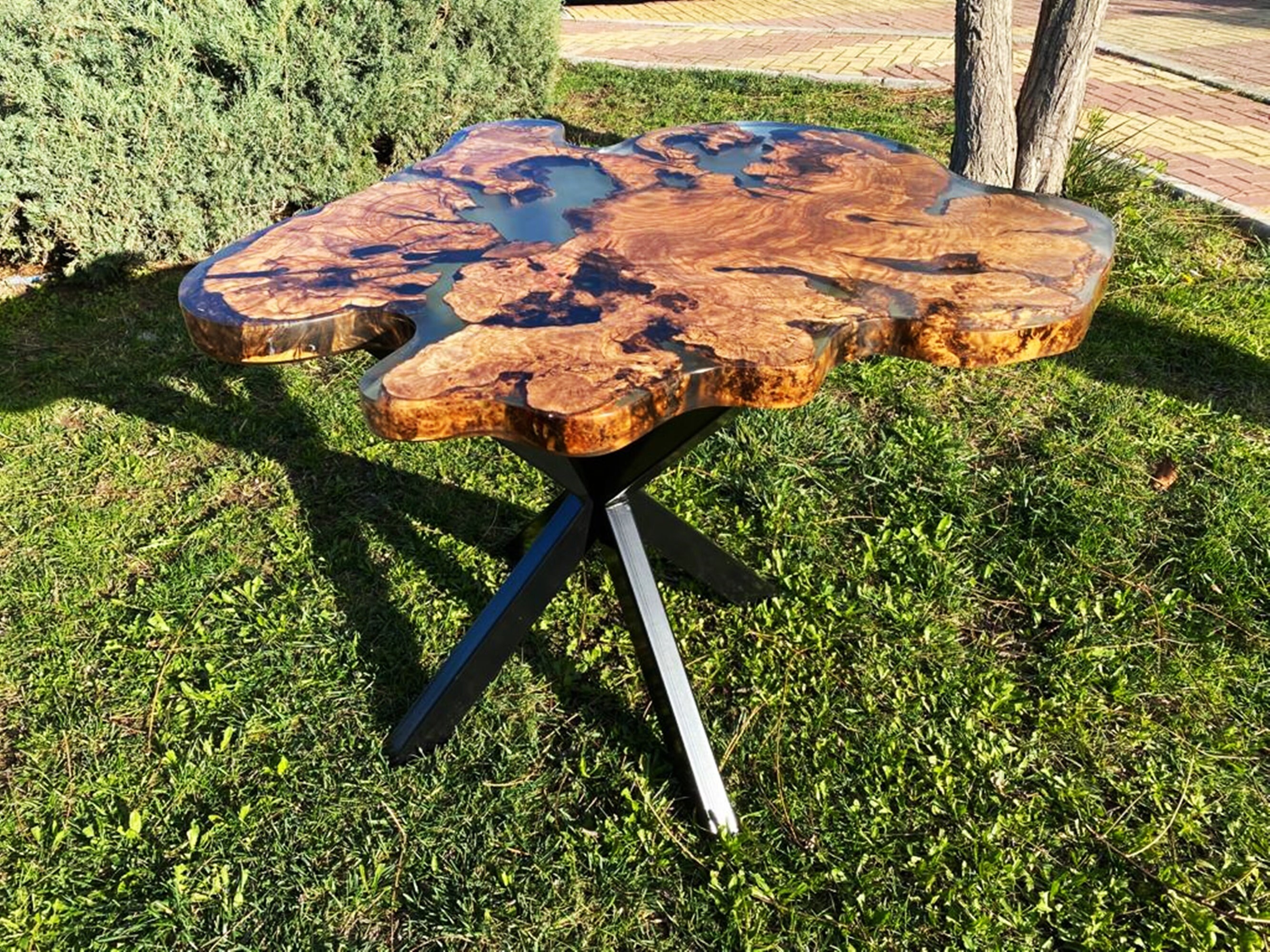 Mid century coffee table Epoxy resin coffee table Olive Etsy