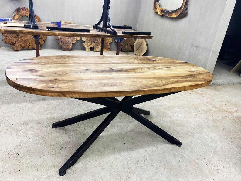 Oval Table Modern Walnut Dining Table Large Oval Conference Etsy