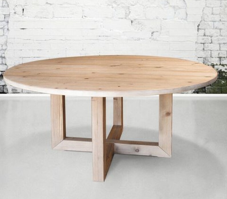 Mid Century Round Table Large Solid Walnut Wood Dining Table Etsy