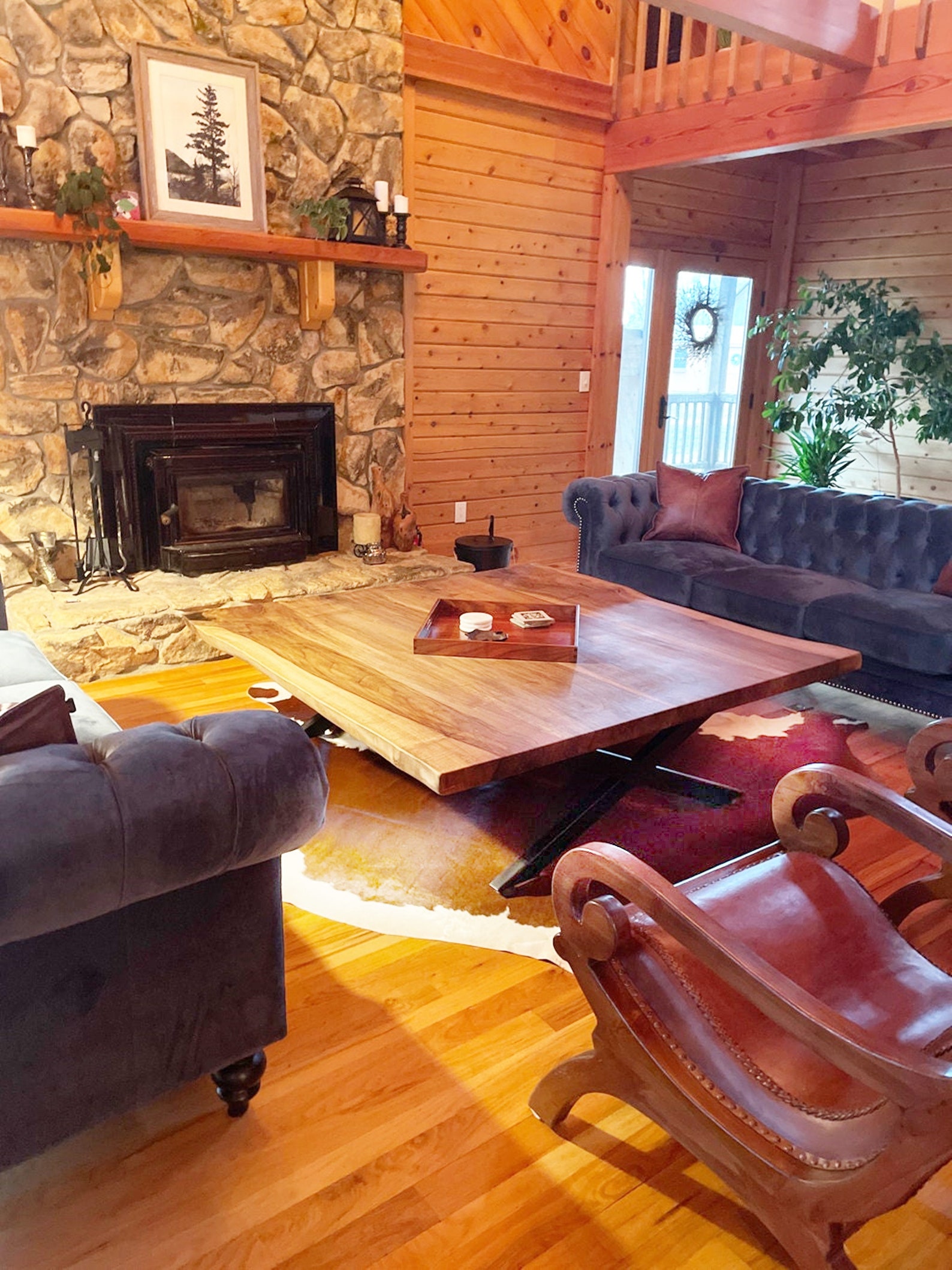 Rustic Wooden Coffee Tableblack Walnut Tablesofa Table Live Etsy