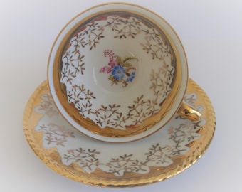 Mocha cup and saucer, Gold hand painted, Bavaria Germany