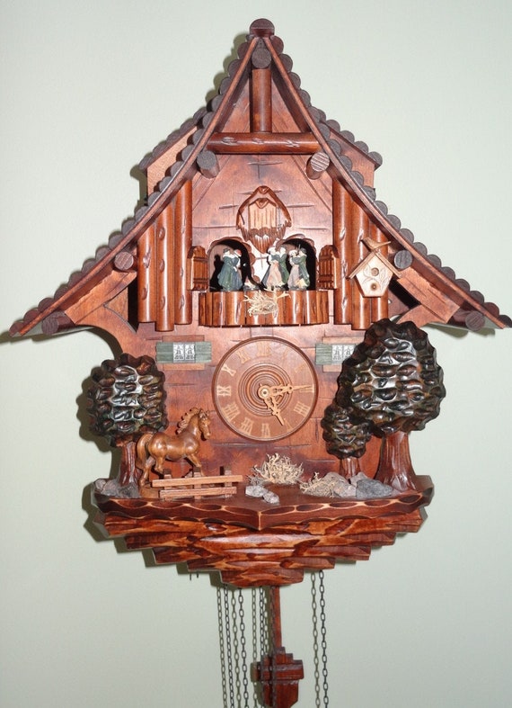 German Vintage Authentic Cuckoo Clock With Swiss Musical Etsy