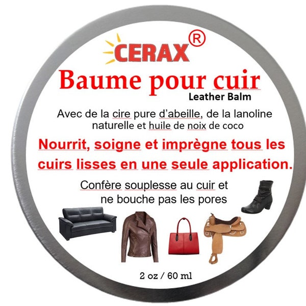 Baume et revitalisant en cuir pour sacs à main, chaussures, vêtements, gants, bagages, meubles, équipementéquestre Nettoie, nourrit, protège