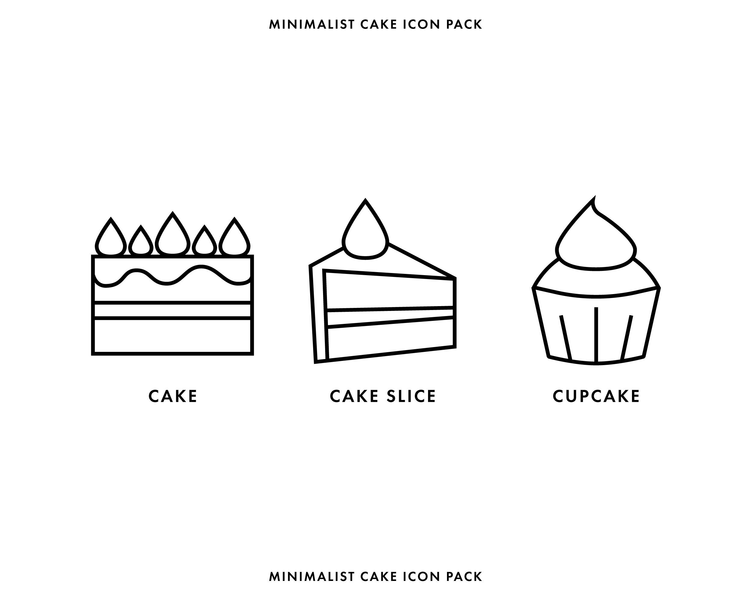 Minimalist Cake Baking Black and White Lineart Icon Pack Etsy