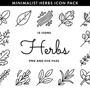 Minimalist Herbs Black and White Lineart Icon Pack