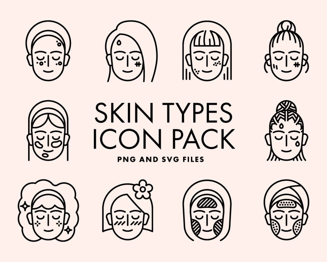 Minimalist Skin Types Black and White Lineart Icon Pack - Etsy