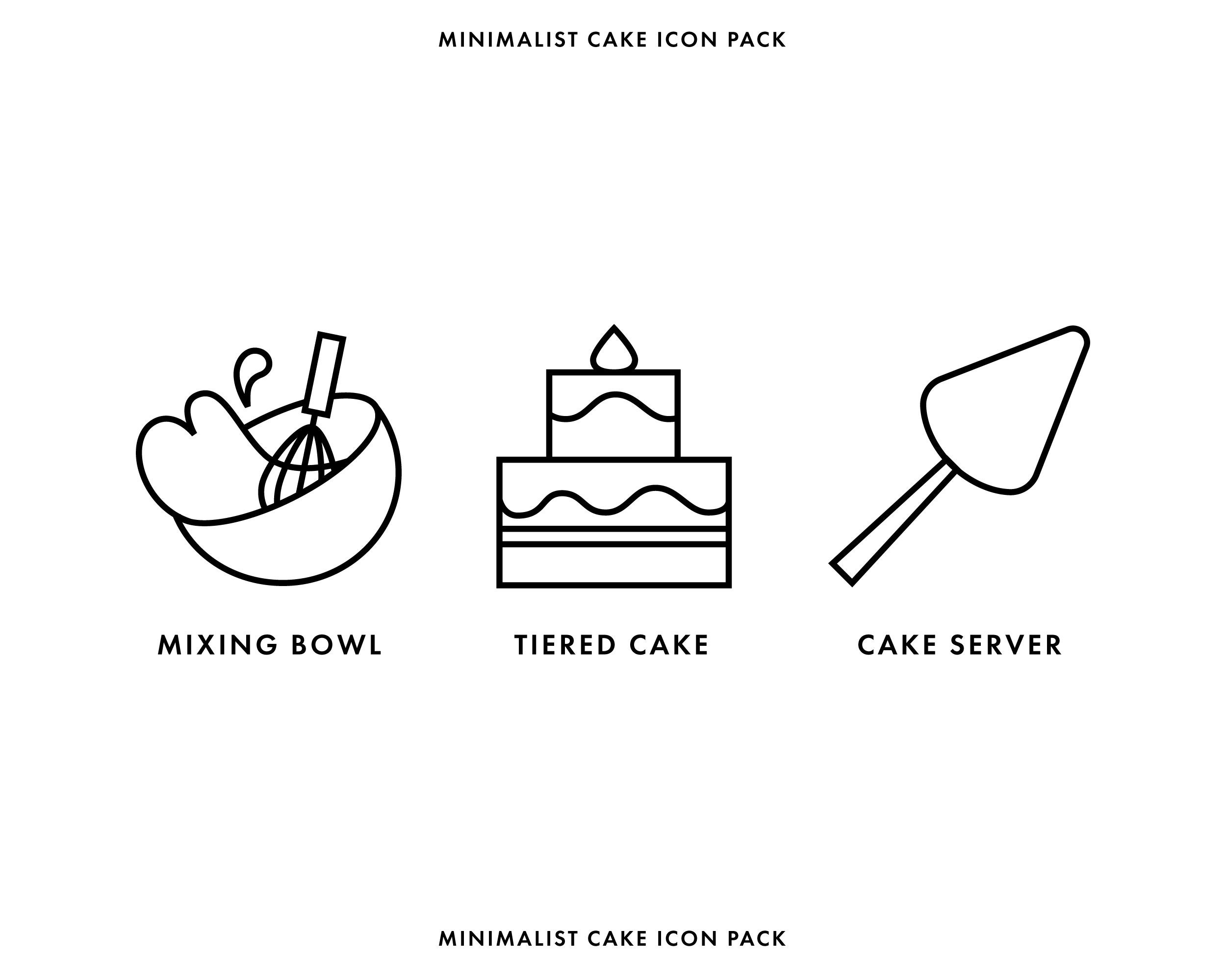 Minimalist Cake Baking Black and White Lineart Icon Pack Etsy