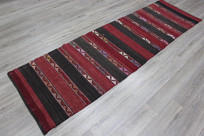 hallway rug Turkish runner Turkish rug handmade runner vintage runner colorful runner wool runner streaked runner 2.6 x 8.7 ft