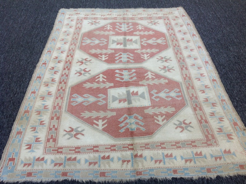 interior design rug boho decor Turkish rug floor rug, bohemian rug vintage rug 4.7 x 6.1 ft wool rug handwoven rug rug area rug
