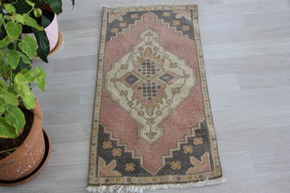 Vintage Mini Decorative Turkish Rug 1.9 x 3.4