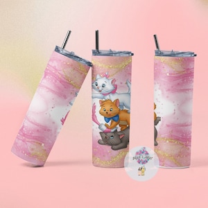 20 oz or 30 oz  Aristocats Skinny Tumbler, Marie Cat, Art Design, gift for kids, gift for her, personalized gift