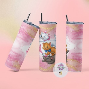 20 oz or 30 oz  Aristocats Skinny Tumbler, Marie Cat, Art Design, gift for kids, gift for her, personalized gift
