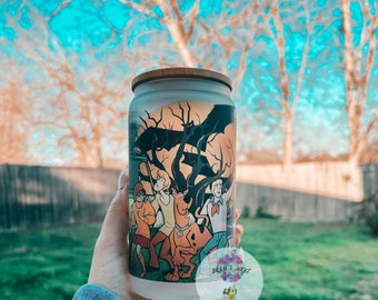 Retro Mystery Van Skinny Tumbler 16oz or 20oz Groovy Cartoon Inspired Glass