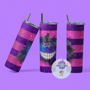 20 oz or 30 oz Cheshire Cat Skinny Tumbler, Alice in Wonderland, gift for her, gift for him, personalized gift