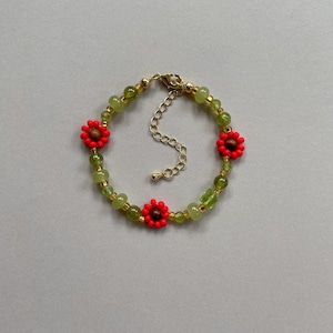 Heidi Bracelet | August Birthstone Bracelet | Handmade Peridot Gemstone Jewelry | Poppy Birth Flower Bracelet | Gold Filled