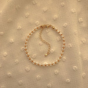 Carol Butterfly Bracelet | White and Gold Delicate Beaded Bracelet | Dainty Gold Filled Handmade Jewelry