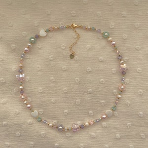 Lorelei Necklace | Delicate Pastel Flower Necklace | Dainty Seed Bead Necklace | Pearl Necklace