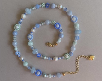 Calypso Necklace | Colorful Costal Flower Necklace | Gemstone Necklace | Gold Filled | Beaded Summer Jewelry | Beach Vacation Jewelry