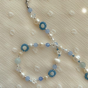 Celeste Necklace Delicate Blue Flower Necklace Dainty Seed Bead Choker ...
