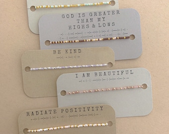 Customizable Morse Code Seed Bead Stretch Bracelet
