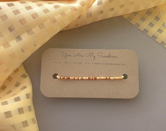 You Are my Sunshine Morse Code Seed Bead Stretch Bracelet